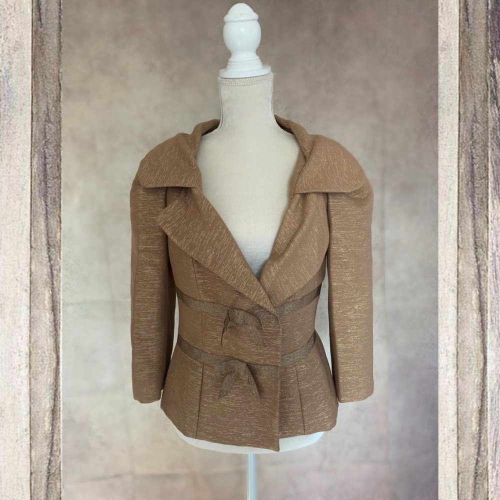 Tracy Reese Bergdorf Goodman GoldShimmer Blazer 10